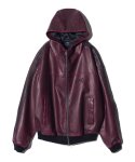 画像2: 【glamb 2025Spring先行予約】glamb グラム / Synth Leather Hooded Track Jacket (2色展開) (2)